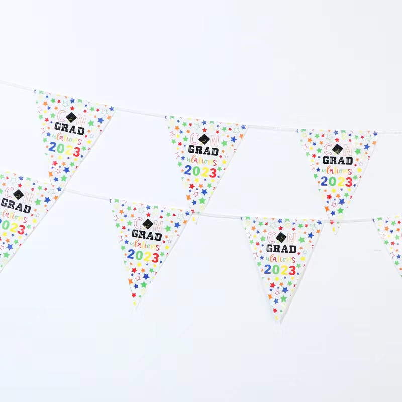 Custom printed decoration hanging triangle pennant string double sided sport bunting flags